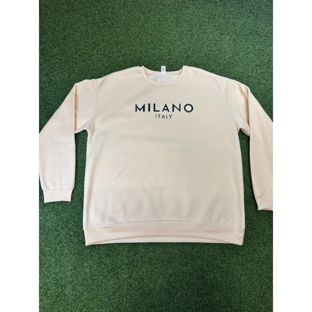 Milano Italy Graphic Sweatshirt Cream Beige‎ Crew Neck Pullover Mens 3XL